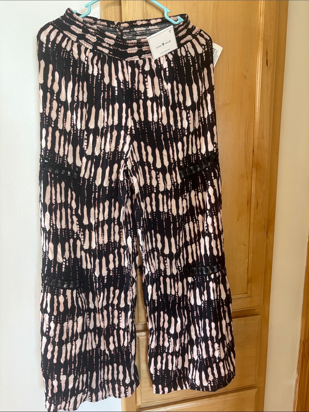 Joie Black & Blush Patterned Wide-Leg Pants